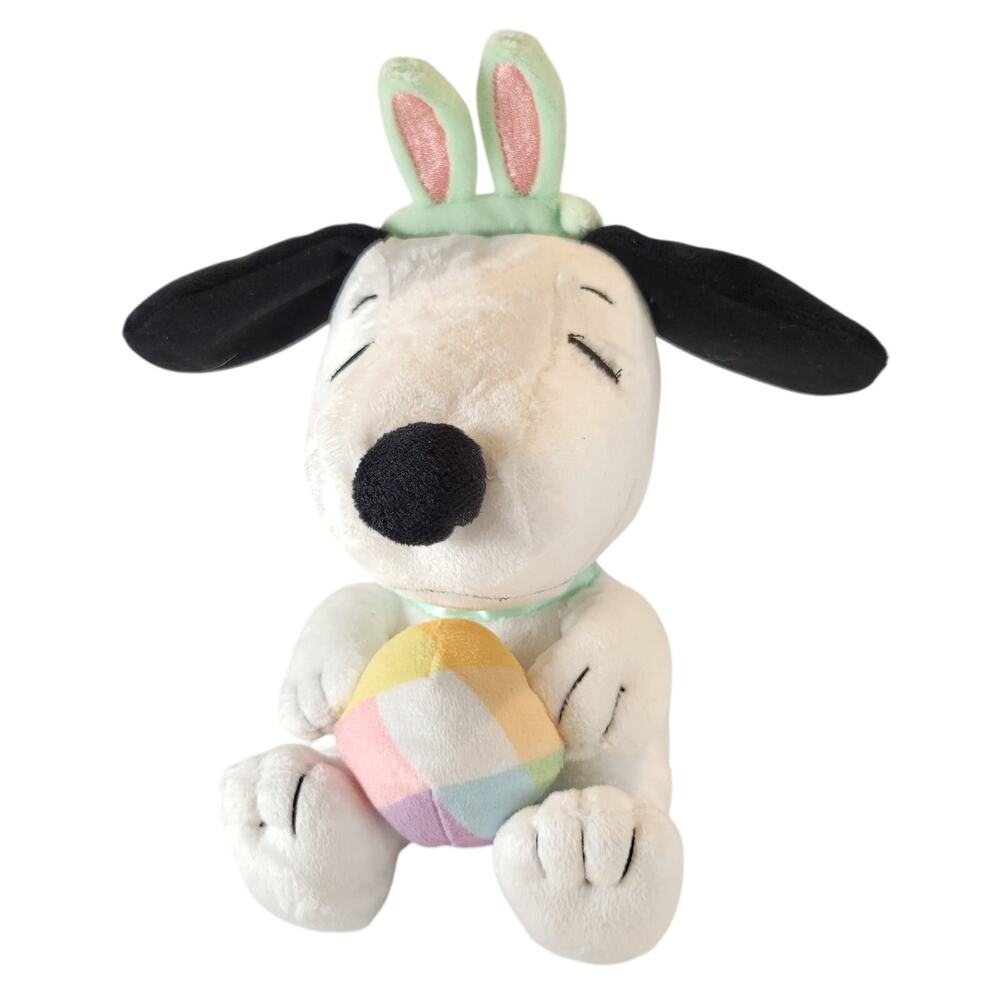Hallmark Peanuts Snoopy Bunny Ears Easter Plush Holding Pastel Egg 7"